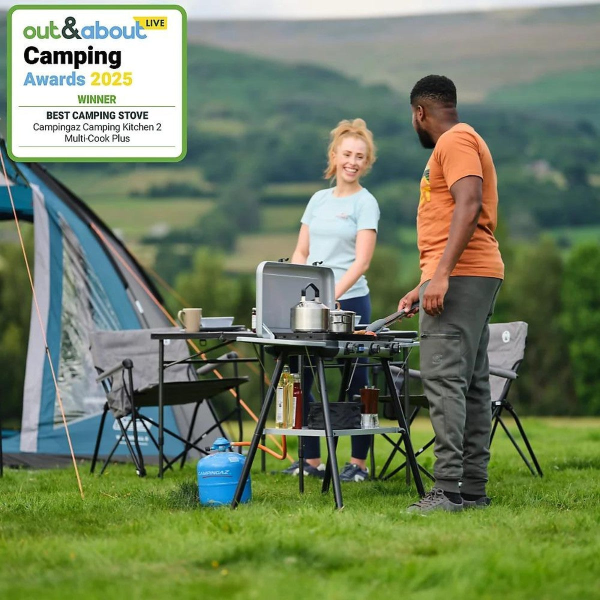 Campingaz Camping Kitchen 2 Multi Cook Plus Gas Stove Raised