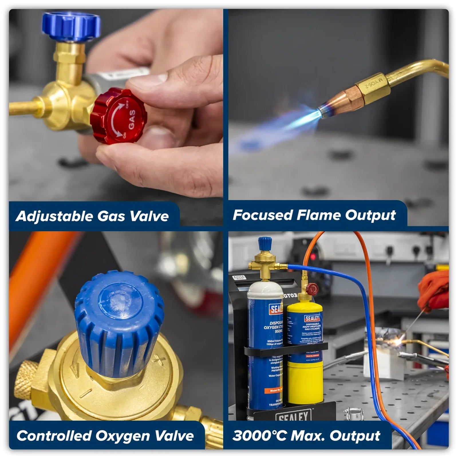 Sealey MAPP Gas & Oxygen Brazing Kit with 400g Cylinder