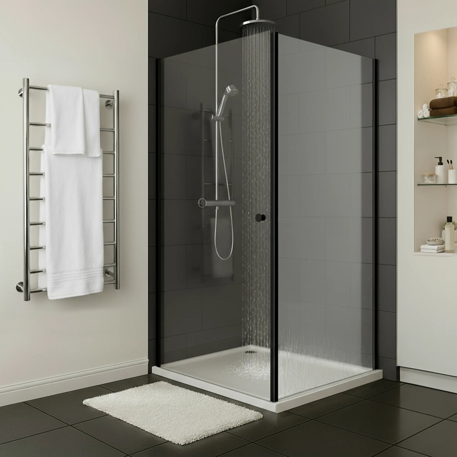 Baridi Side Panel 80x185cm 6mm Tempered Glass - Black