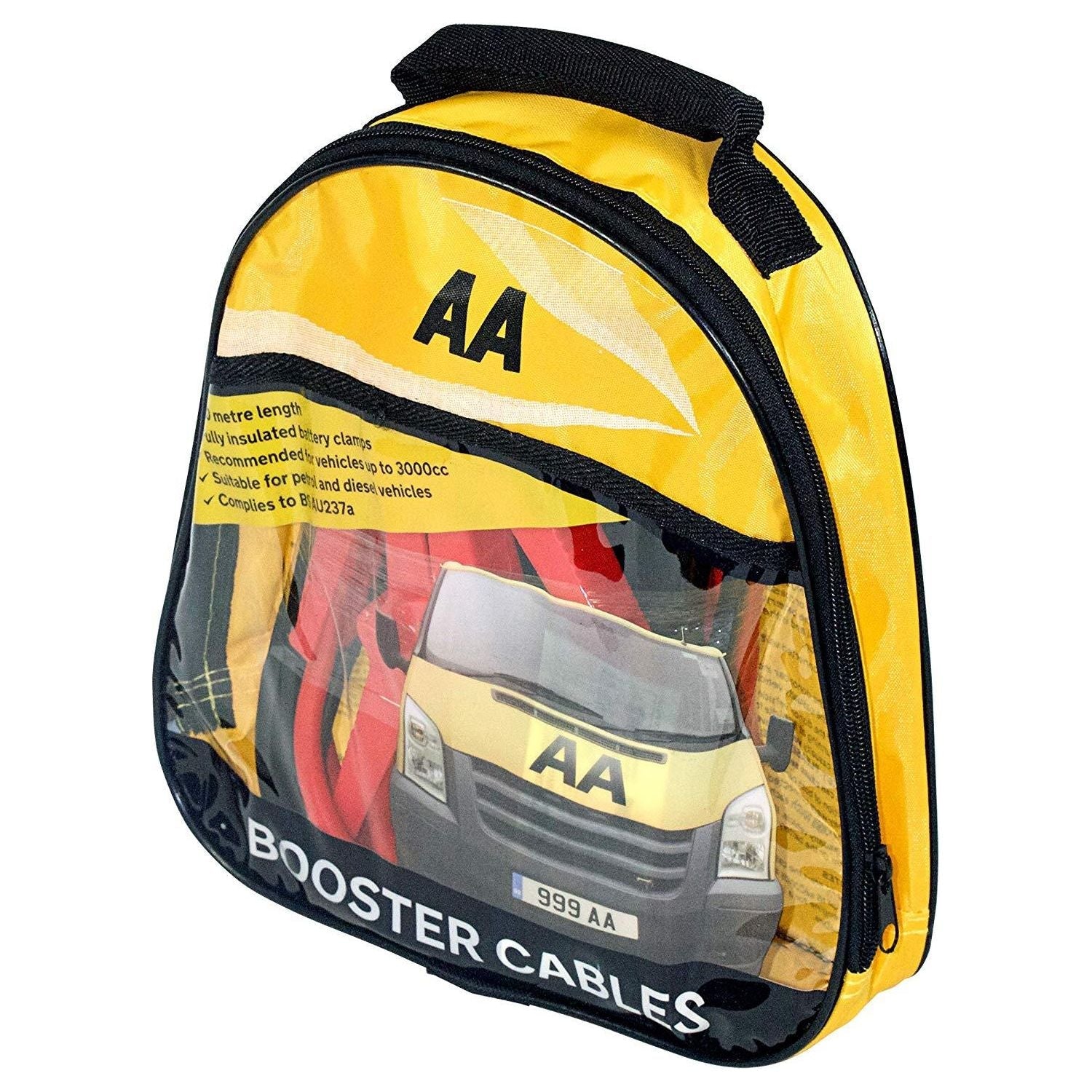 AA Car Van Jump Leads Start Up Booster Power Cables 3 Metres Long Up to 3000cc