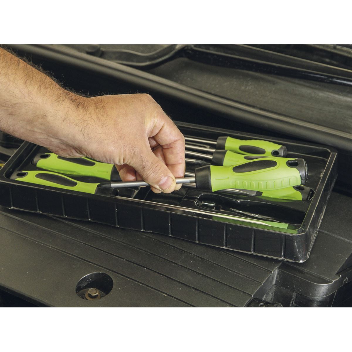 Sealey 8pc Hi Vis Screwdriver Set Magnetic Tips Slotted Pozi Phillips