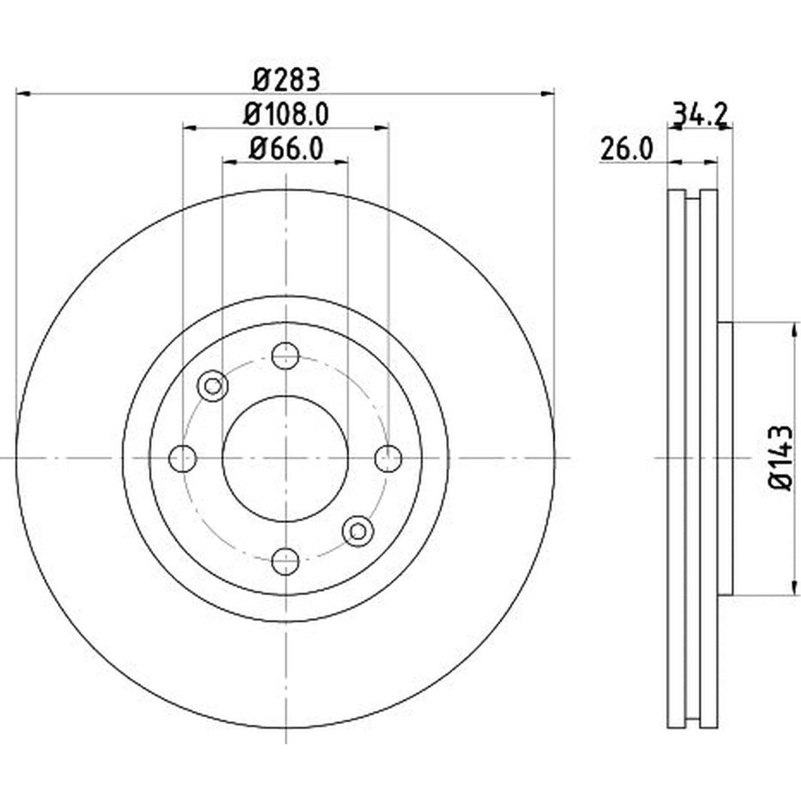 Mintex Mintex Brake Disc Kit internally vented 283mm MDK0191 MDK0191