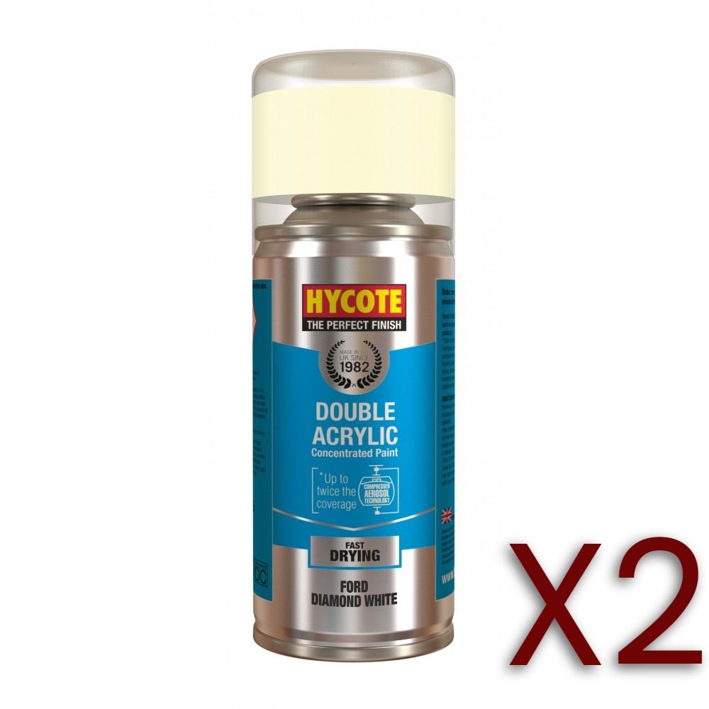 2x Hycote Aerosol Paint for Ford Diamond White 150ml