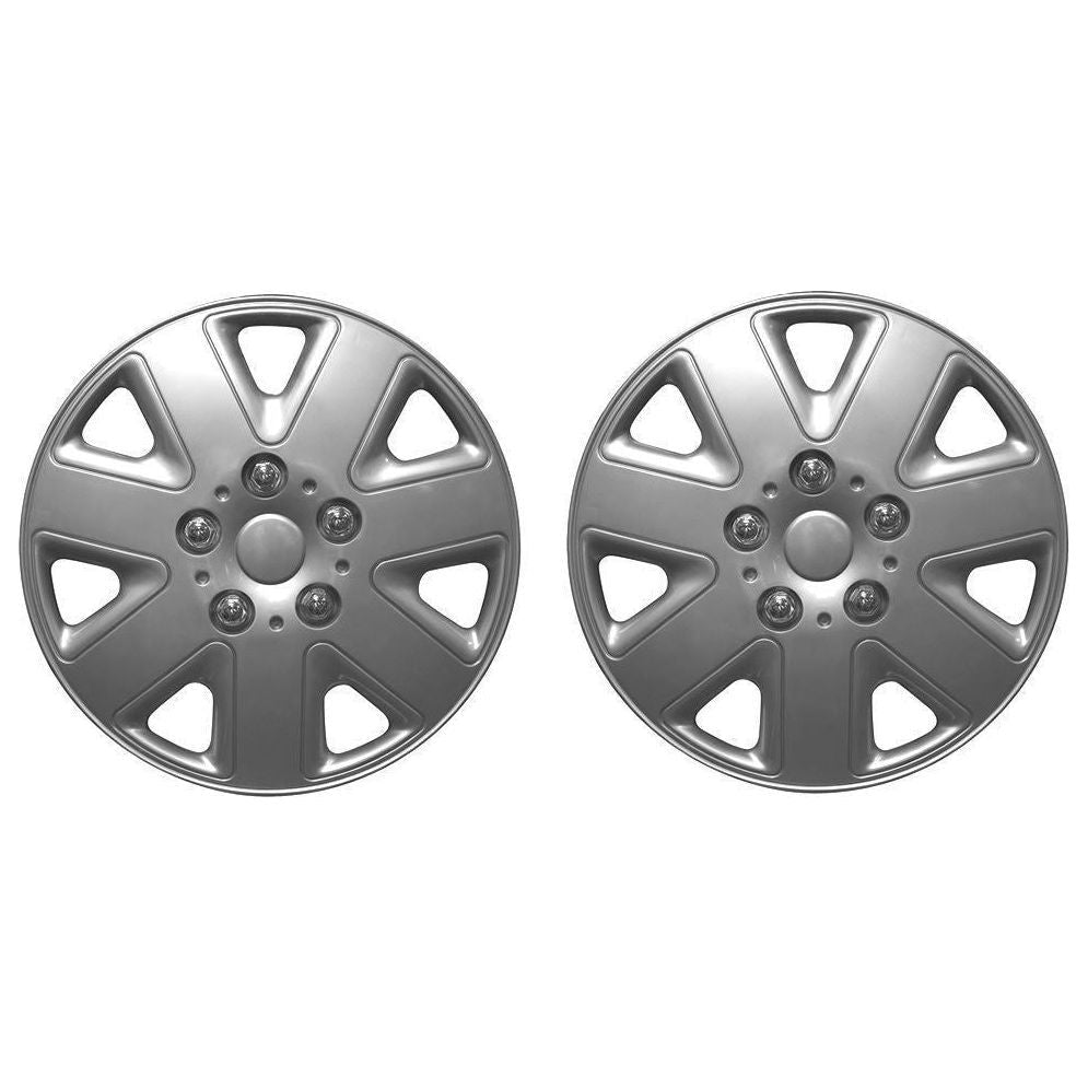 Pair Of Silver 14" Universal Caravan Wheel Trims Hub Caps