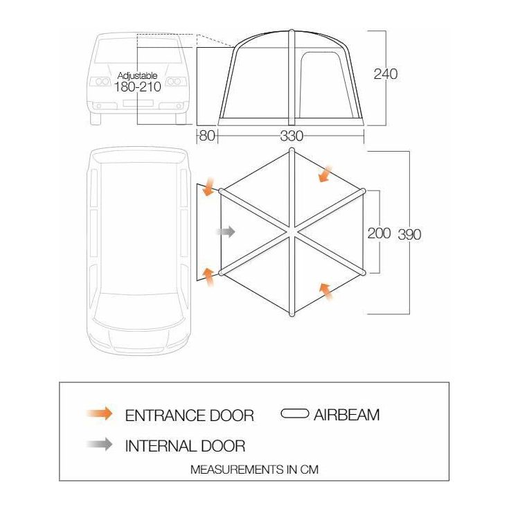 Vango HexAway Pro Air Low Drive Away Awning  (180 - 210cm) Campervan