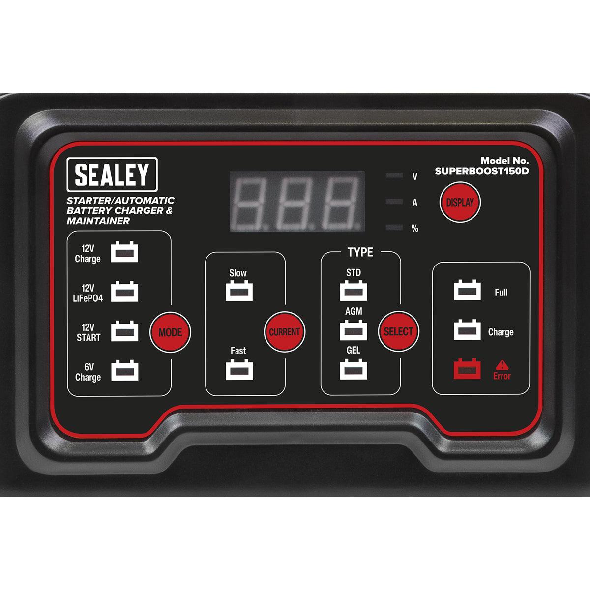 Sealey Battery Charger Automatic Maintainer 6/12V 150A Starter/15A