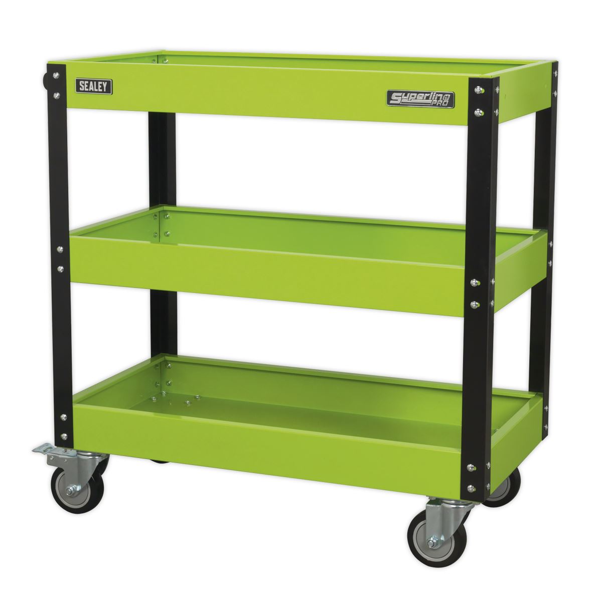 Sealey Workshop Trolley 3-Level Heavy-Duty Hi-Vis Green CX110HV