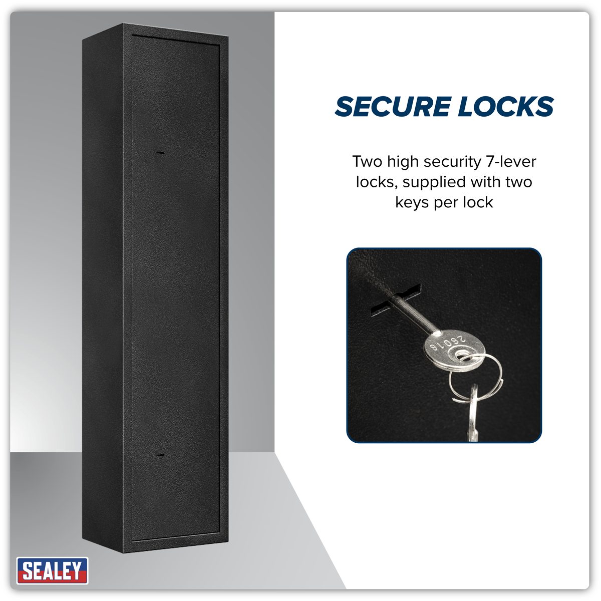 Sealey 5 Gun Cabinet with Ammo Safe - 1500mm High