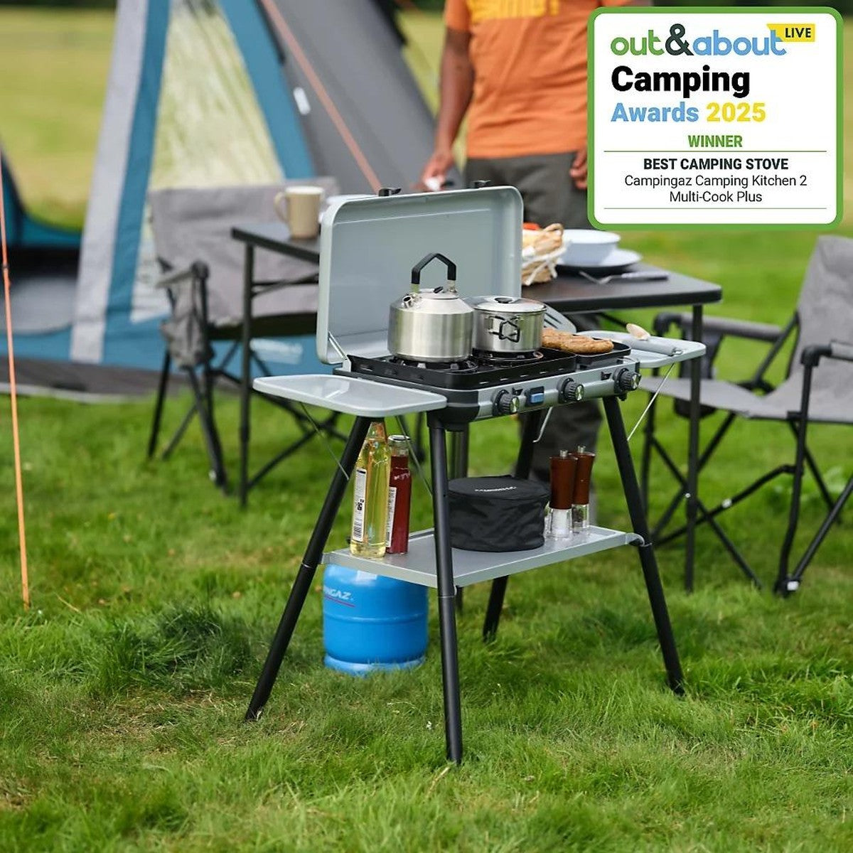 Campingaz Camping Kitchen 2 Multi Cook Plus Gas Stove Raised