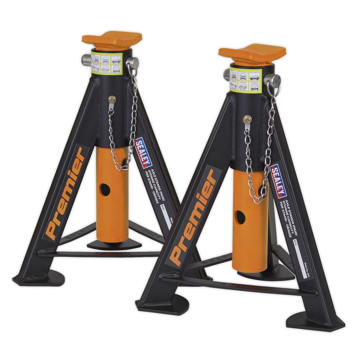 Sealey Axle Stands (Pair) 6tonne Capacity per Stand - Orange AS6O