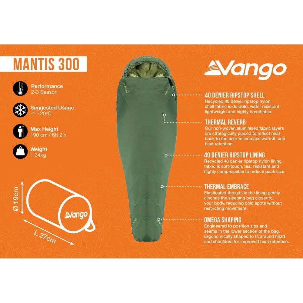 Vango Mantis 300 Sleeping Bag Pine Green