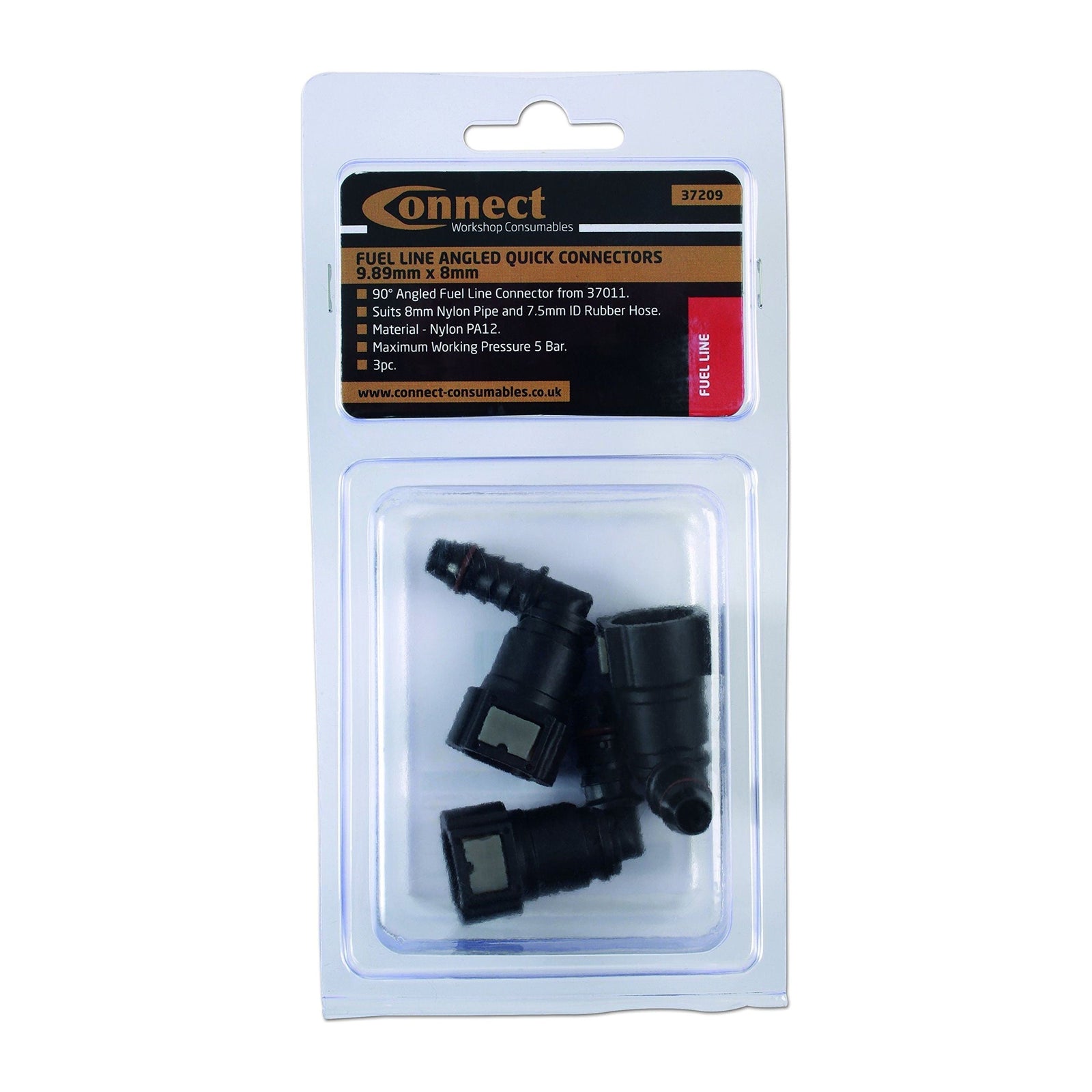 Connect 90 Angled Fuel Line Quick Connectors 9.89 x 8mm 3pc 37209