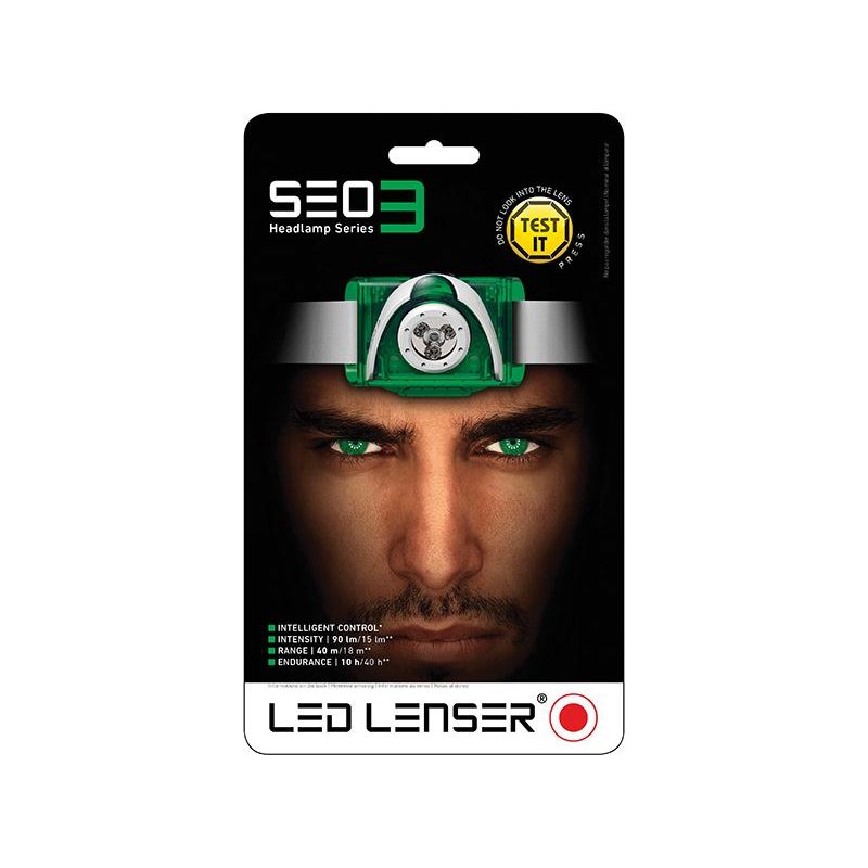 Ledlenser SEO3 LED Headlamp - Green (Test-It Pack)