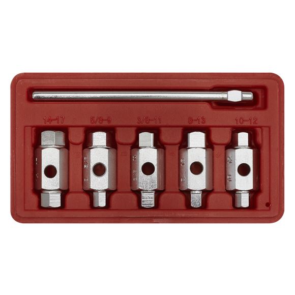 Sealey 6pc Double End Drain Key Tool Set Engine Gearbox Sump Plug in Case