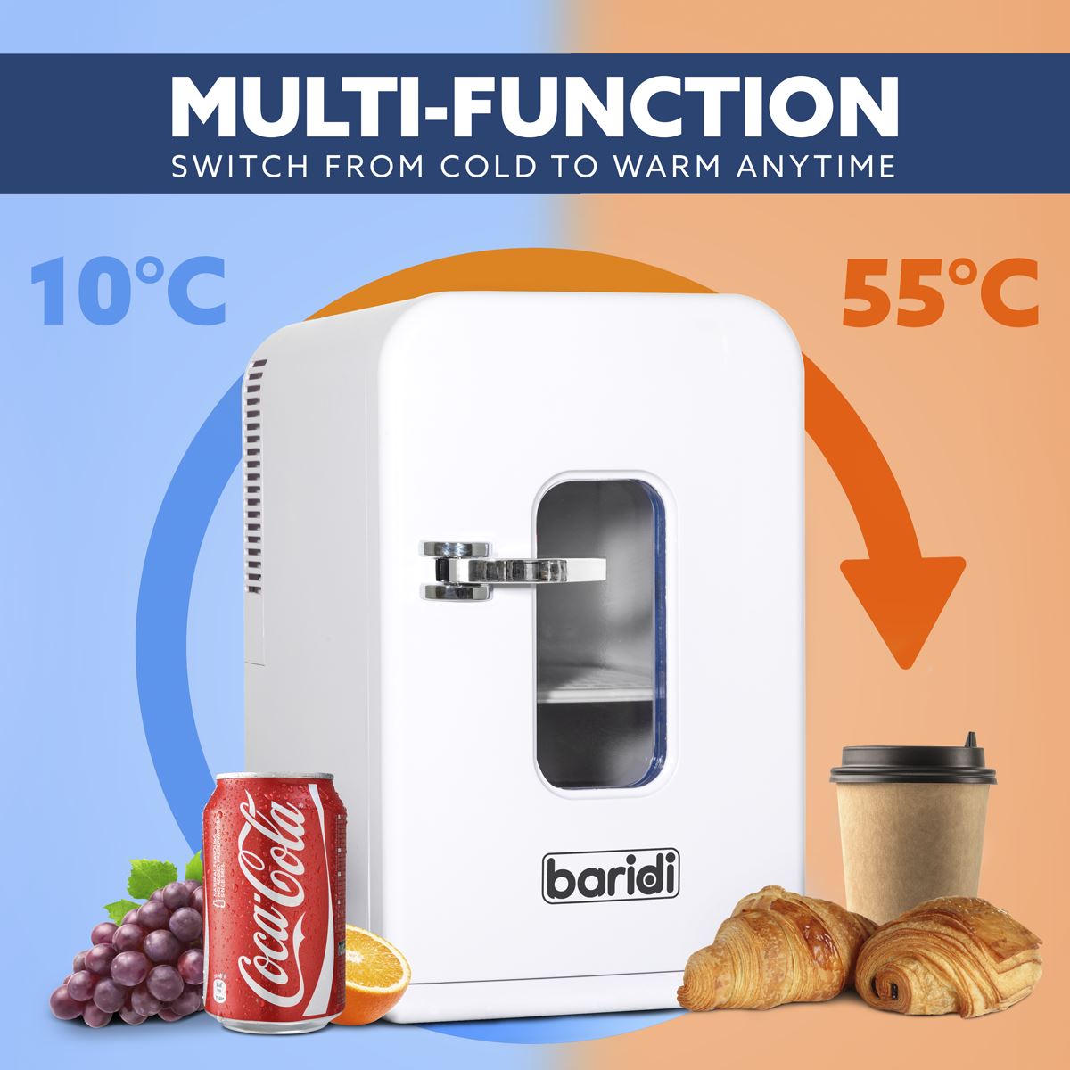 Baridi Mini Fridge/Warmer 15L Capacity 12V/230V - White DH94