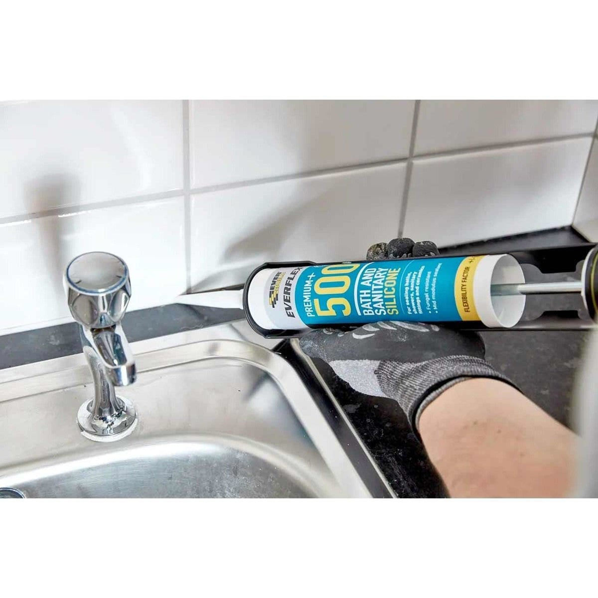 Everbuild Everflex 500 Sanitary Silicone Sealant (Ivory / 310ml)