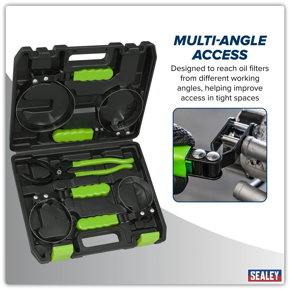 Sealey Oil Filter Removal Kit 5 Piece - 70-133mm Band Wrenches & Pliers