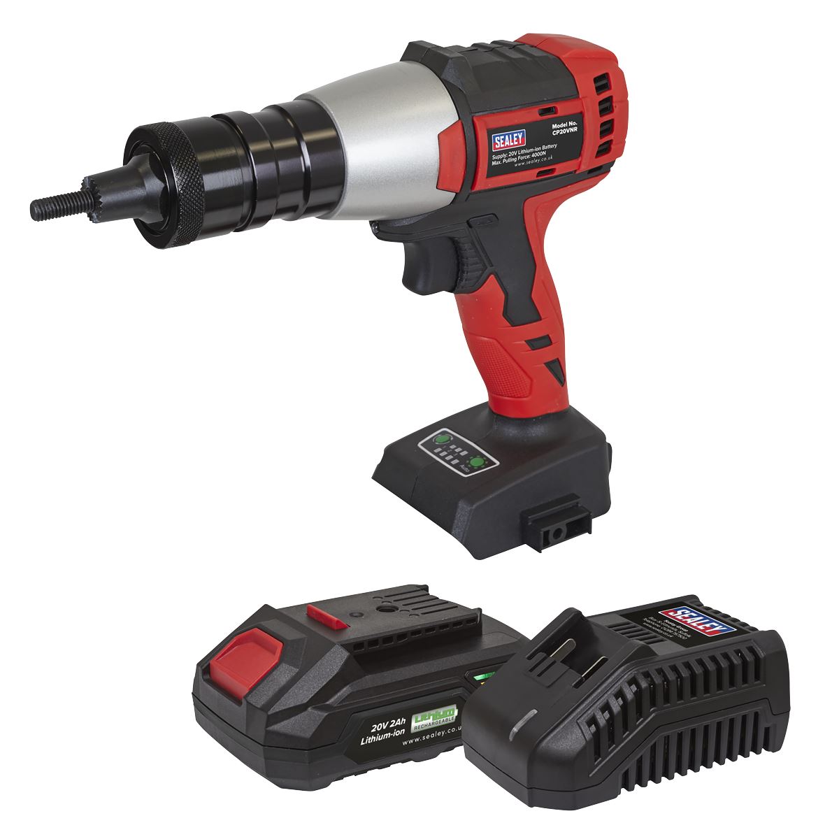 Sealey SV20 Series Brushless Cordless Nut Riveter 20V 2Ah CP20VNRKIT1