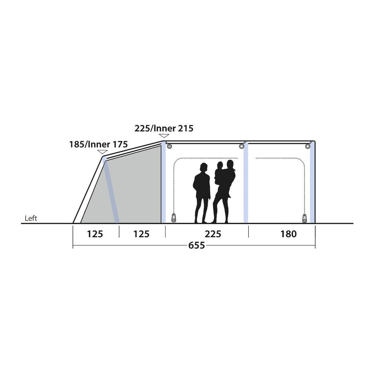 Outwell Boston 5 Air TC 5 Berth Three Room Tunnel Tent