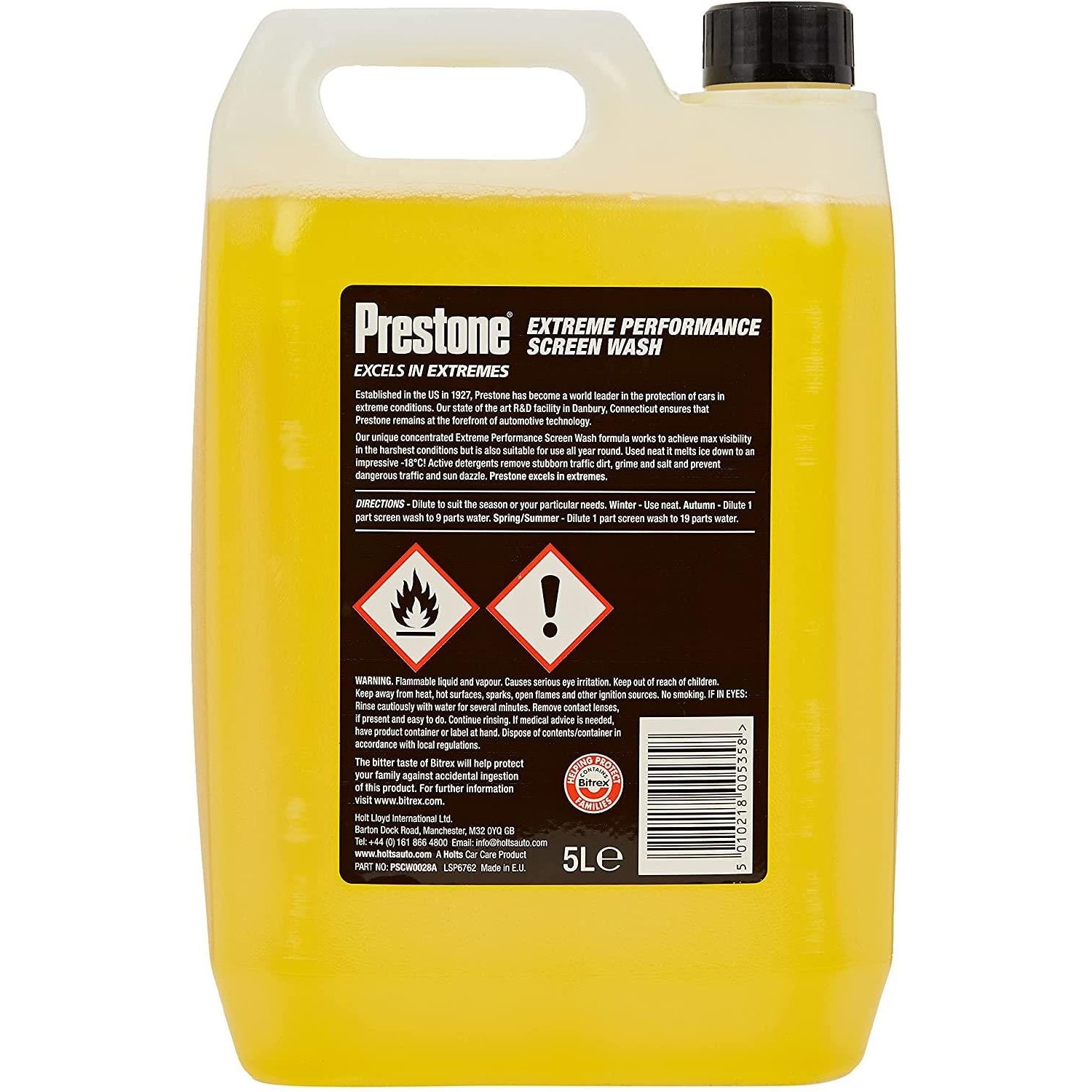 4x Prestone Extreme Performance Concentrated Screen Wash Removes Dirt 5 Litre