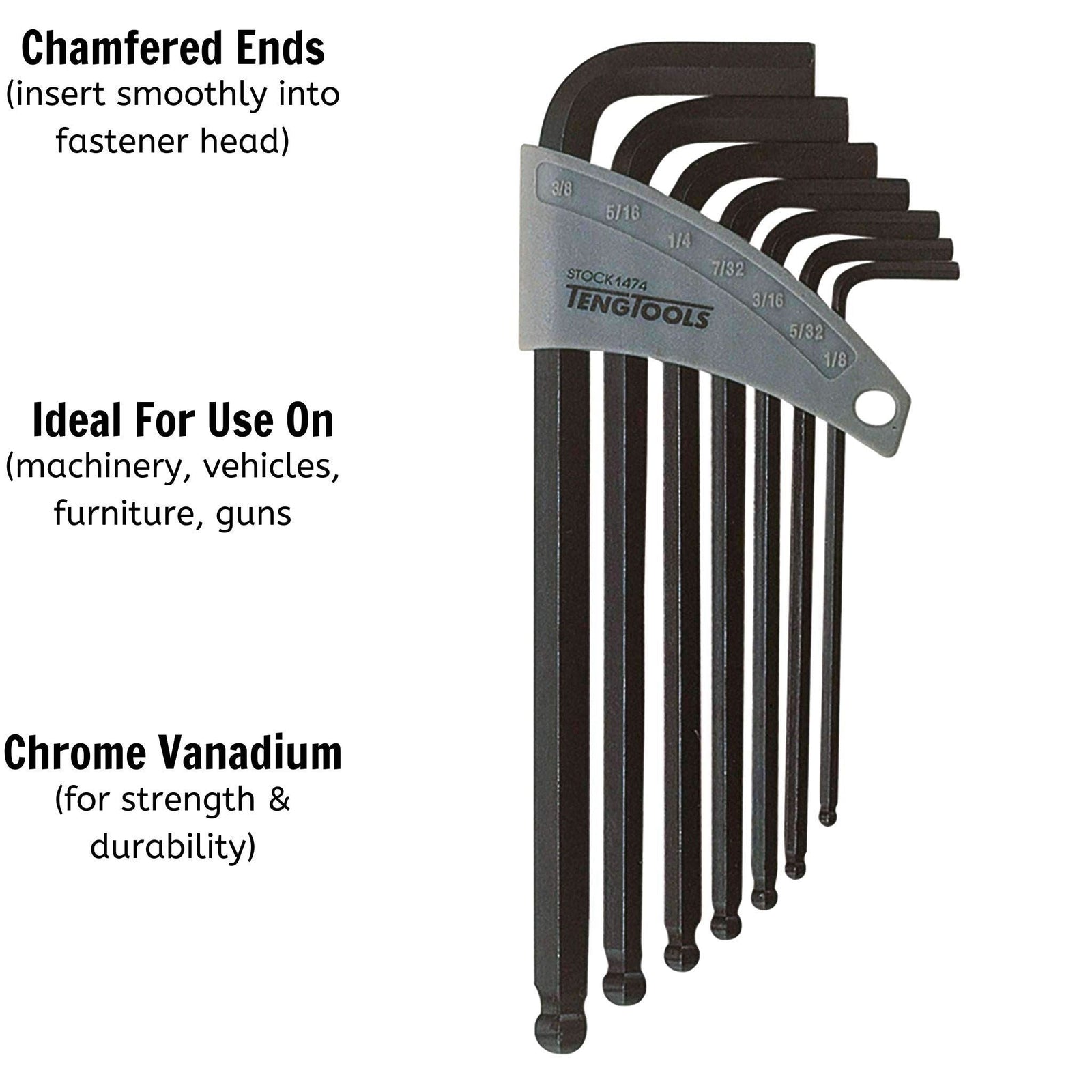 Teng Tools Ball Point Hex Key Set AF 7 Pieces