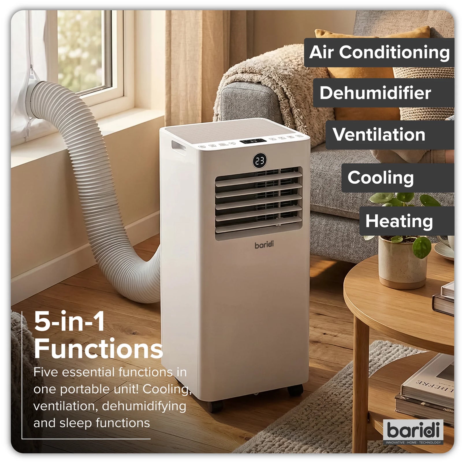 Baridi 5-in-1 Portable Air Conditioner DH414 9000Btu/hr