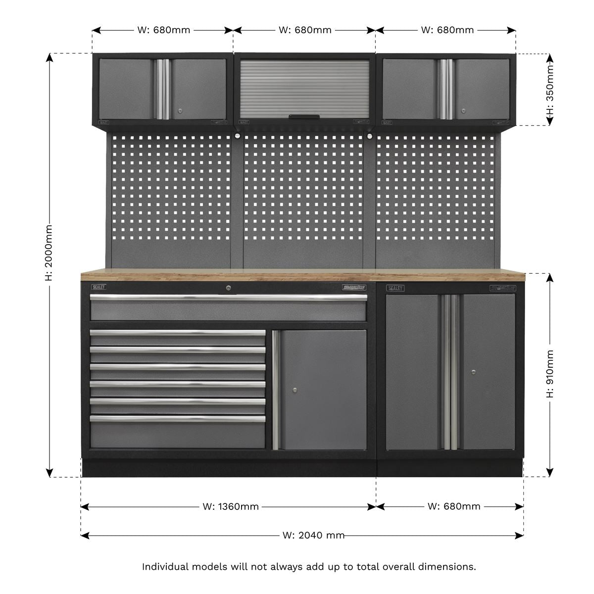 Sealey Superline Pro 2.04m Storage System Pressed Wood Worktop APMSSTACK11W