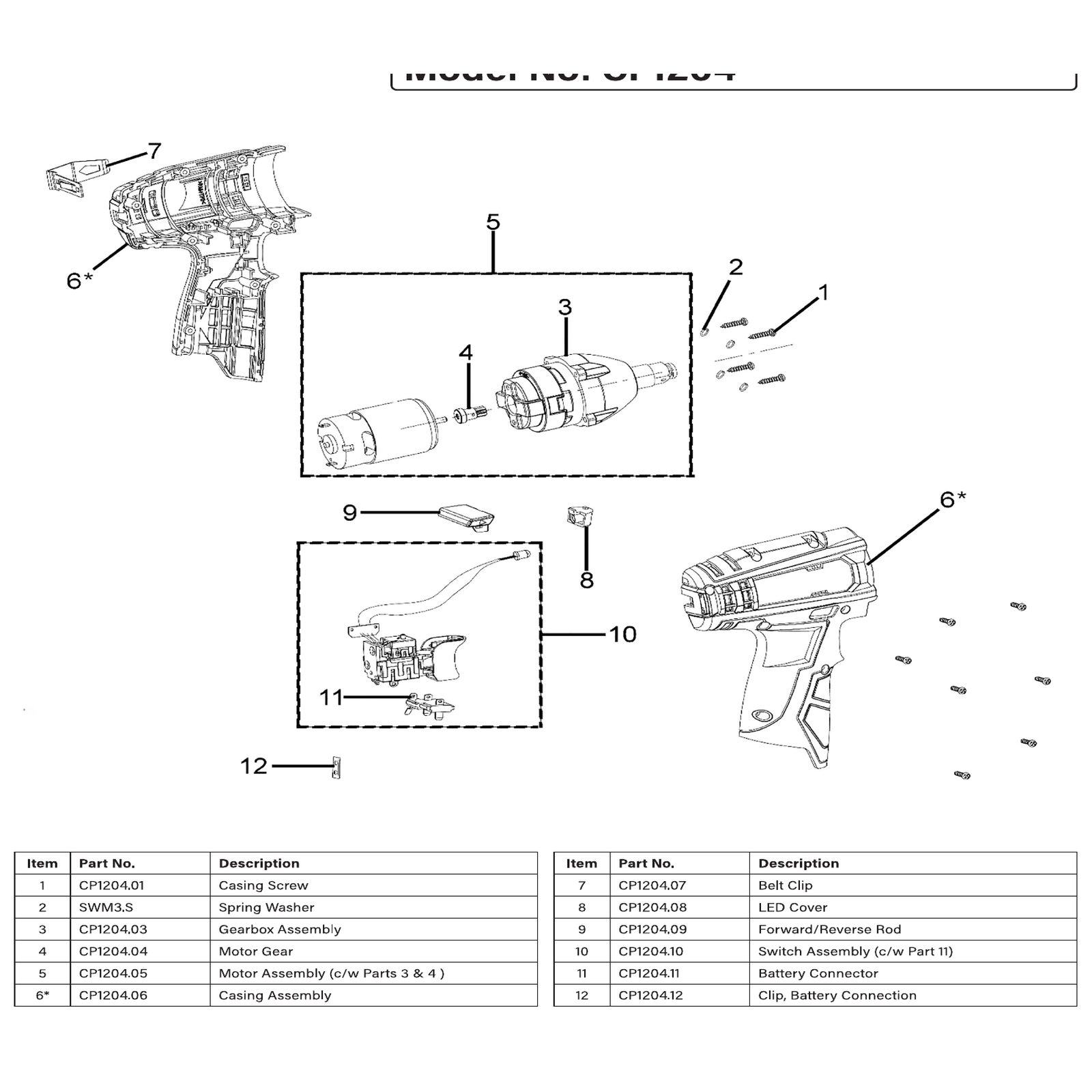 Sealey Casing ass'y CP1204.06