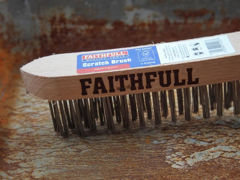 Faithfull Heavy-Duty Scratch Brush, Three Row