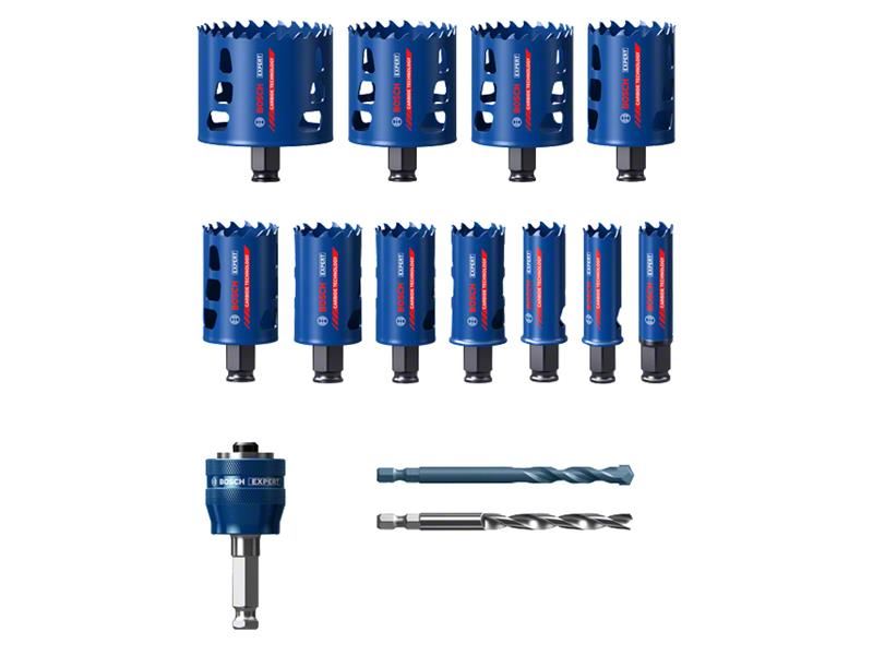 Bosch Powertool Accessories EXPERT Multi Material PC Plus Hole Saw Set, 14 Piece