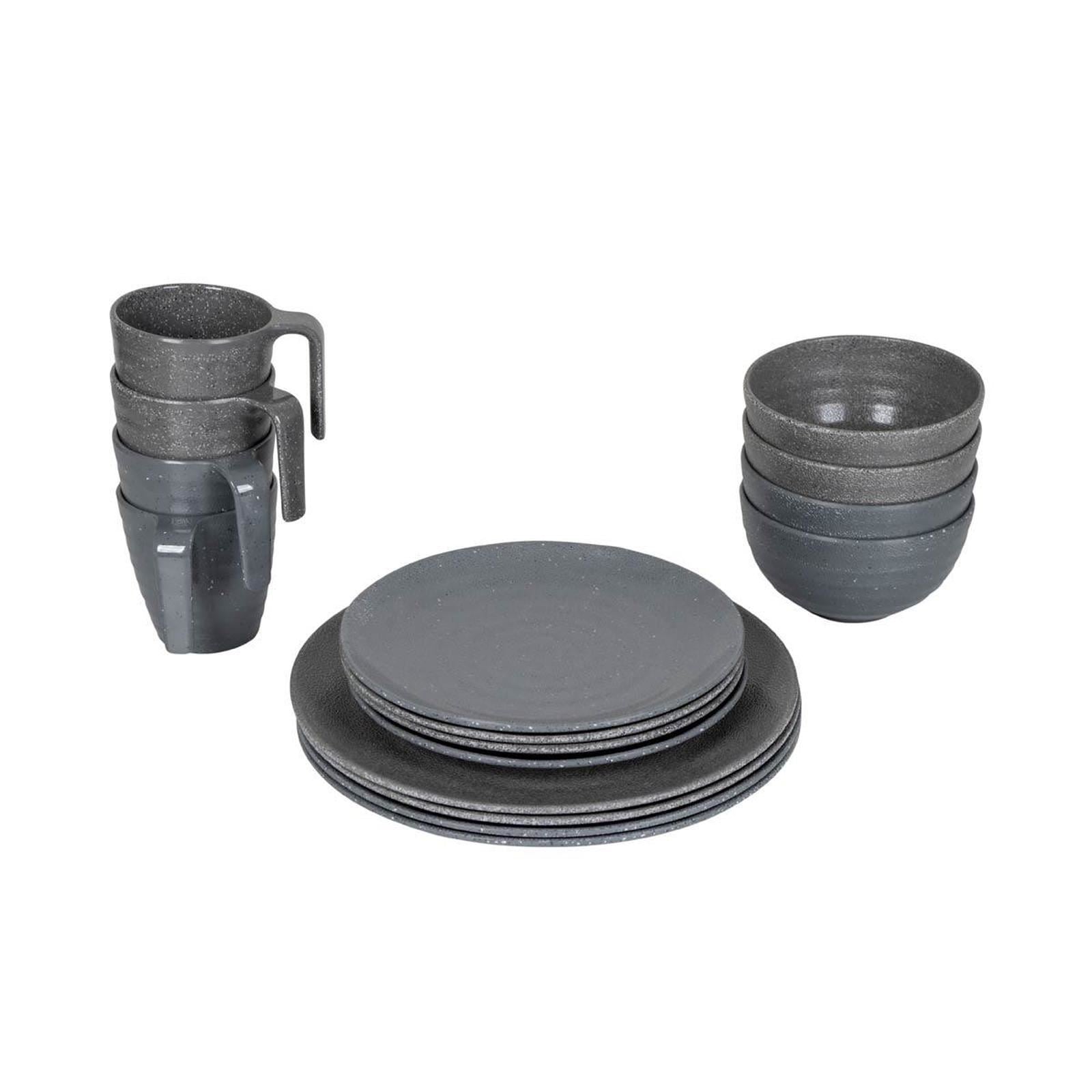Bo-Camp Tableware Stone 16 Pieces Grey