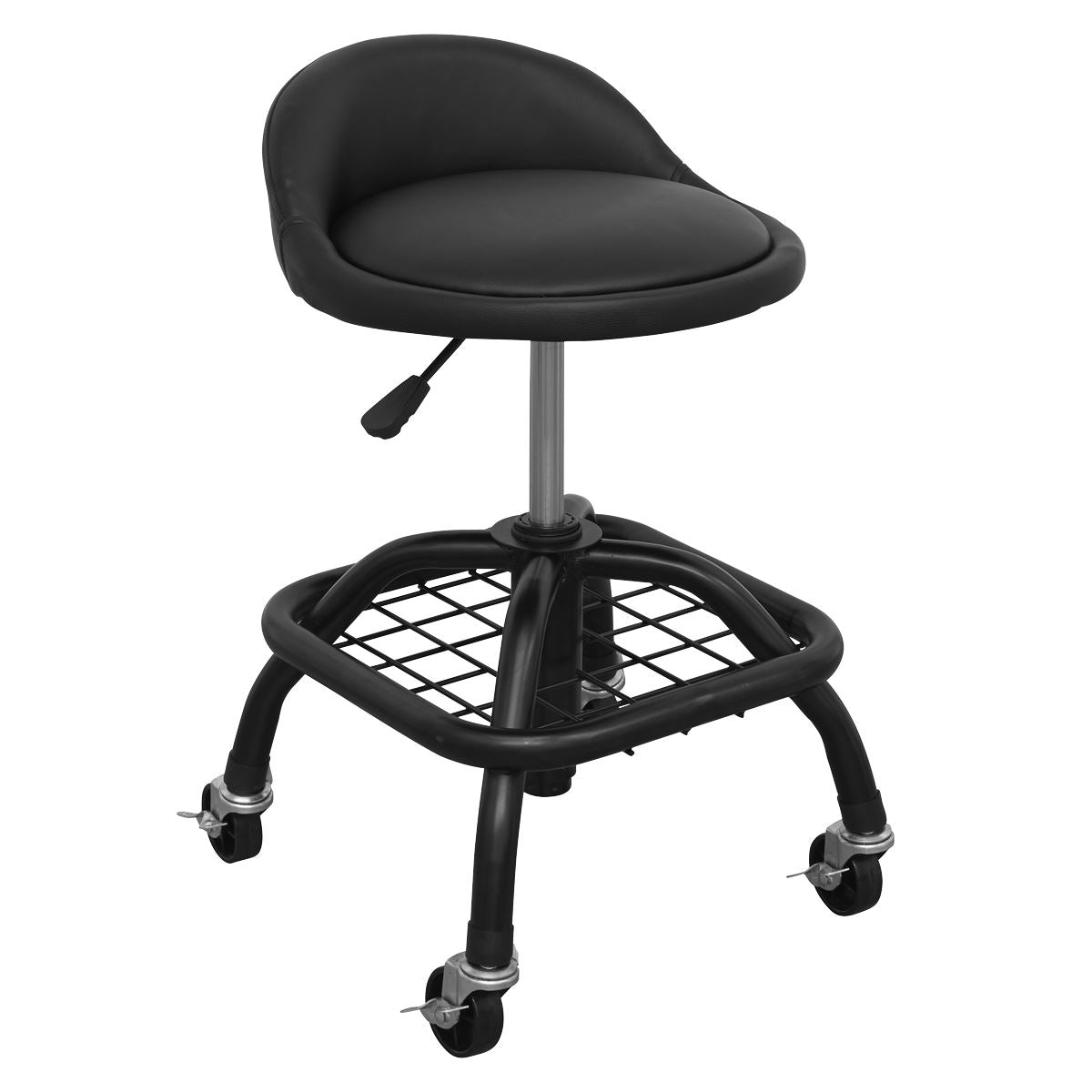Sealey Creeper Stool Pneumatic with Adjustable Height Swivel Seat & Back Rest