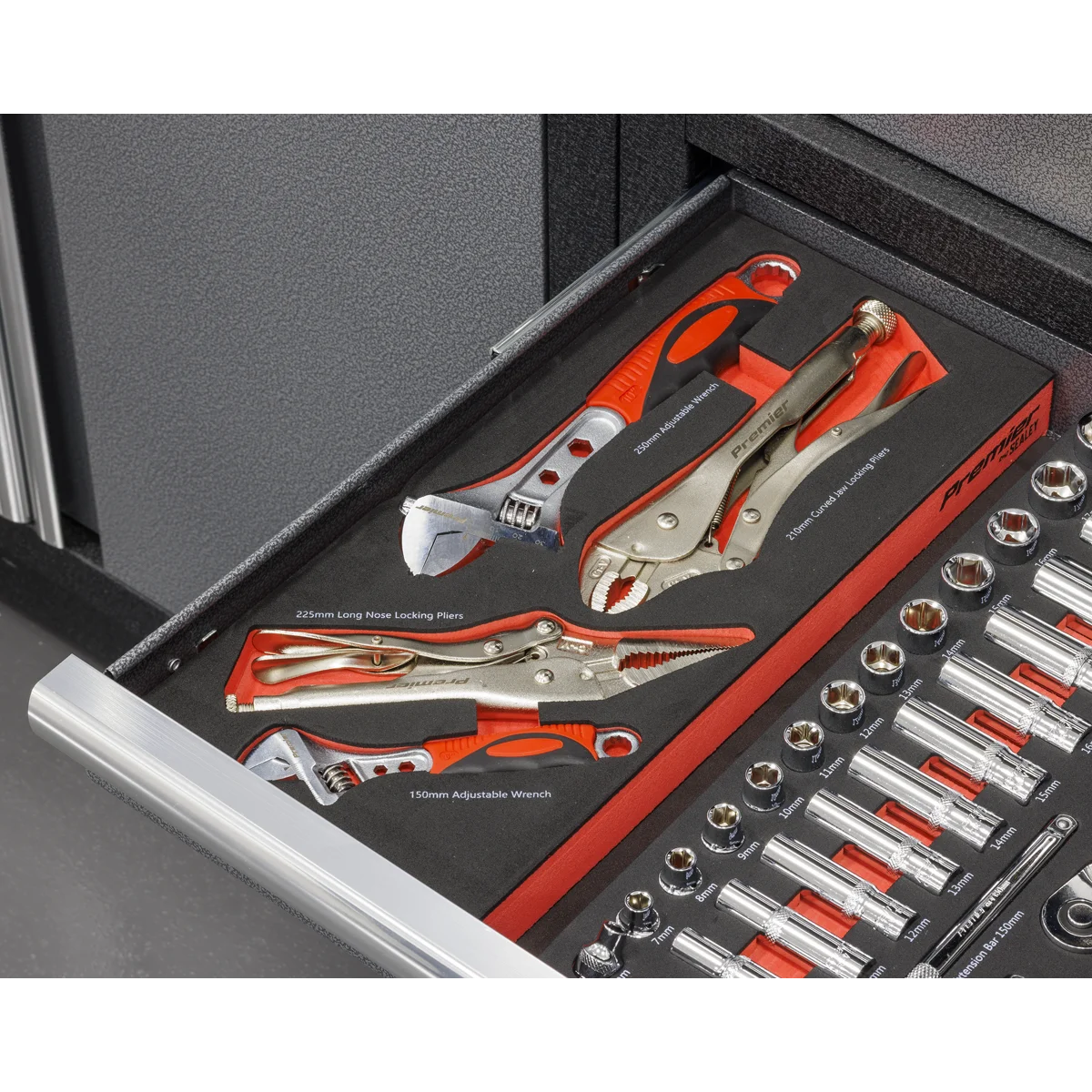 Sealey Premier Locking Pliers & Adjustable Wrench Set 4 Piece