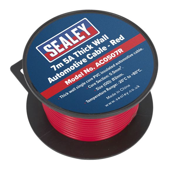 AUTOMOTIVE CABLE THICK WALL 5A 7M RED