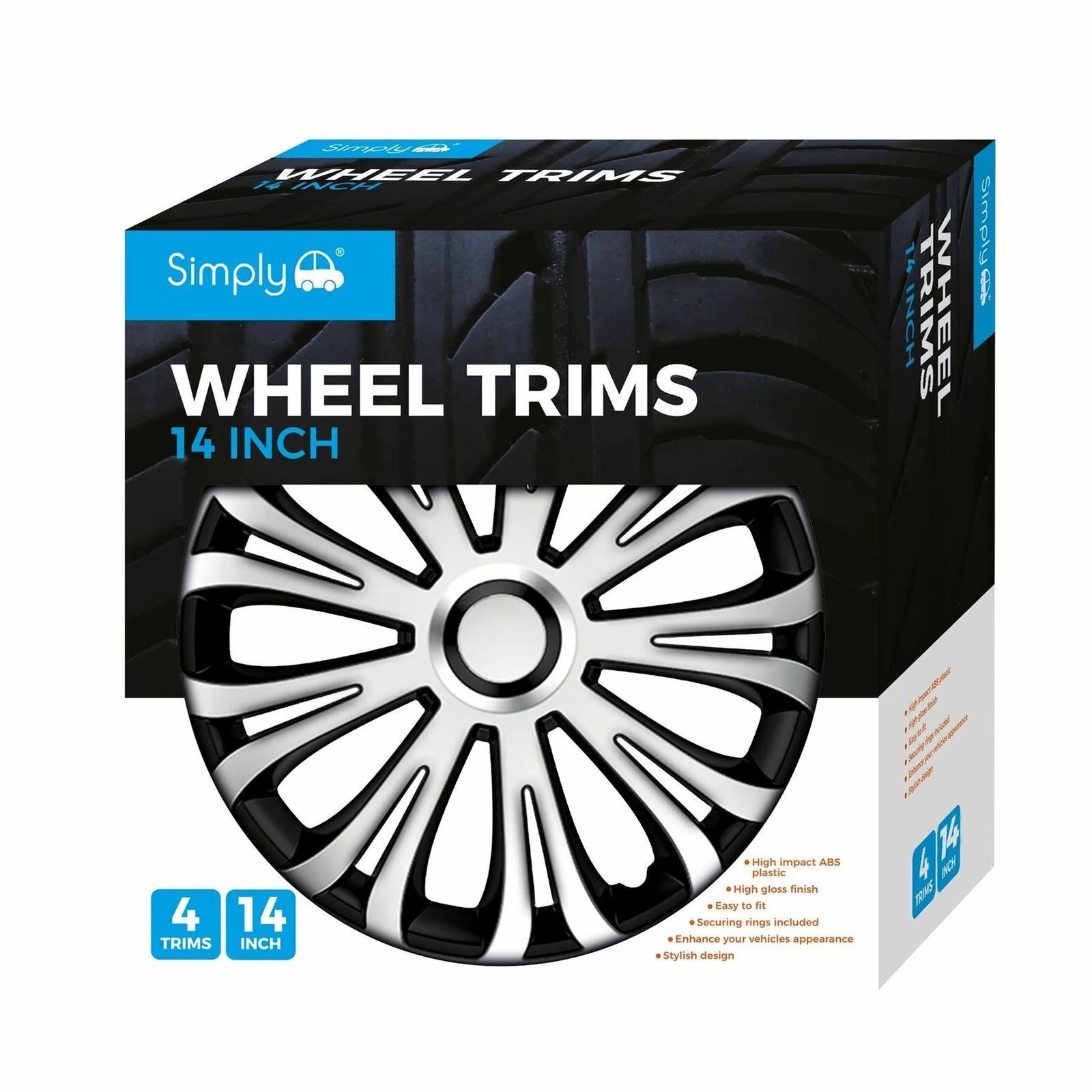 JRP 4x Wheel Trims Hub Caps 14" Covers Silver Black Alloy Look