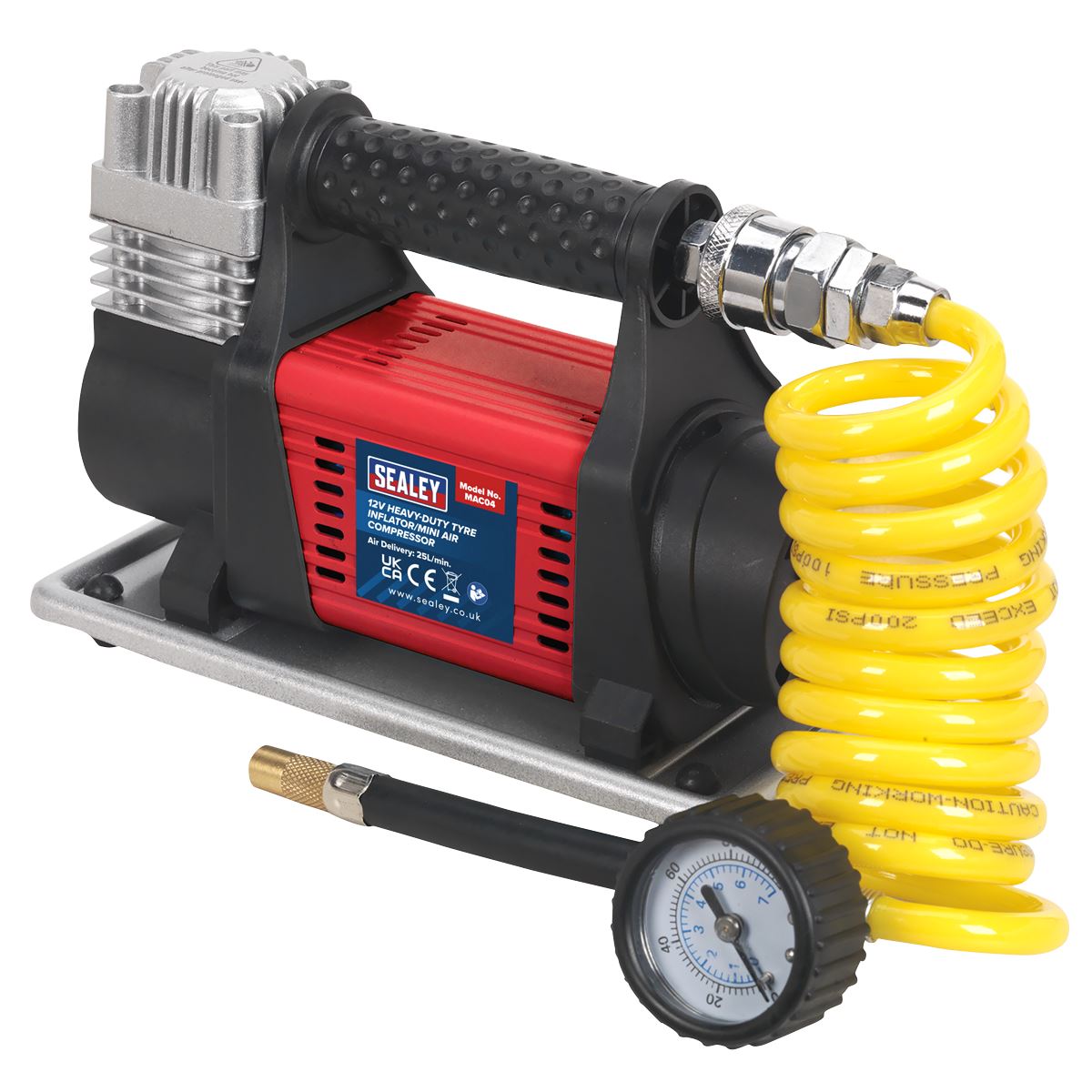 SEALEY 12V Car Bike Digital Tyre Inflator Mini Air Compressor Pump & Bag MAC04
