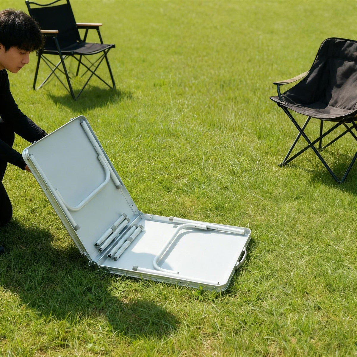 Leisurewize Folding Camping Table with Adjustable Legs Outdoor 120x60x70CM