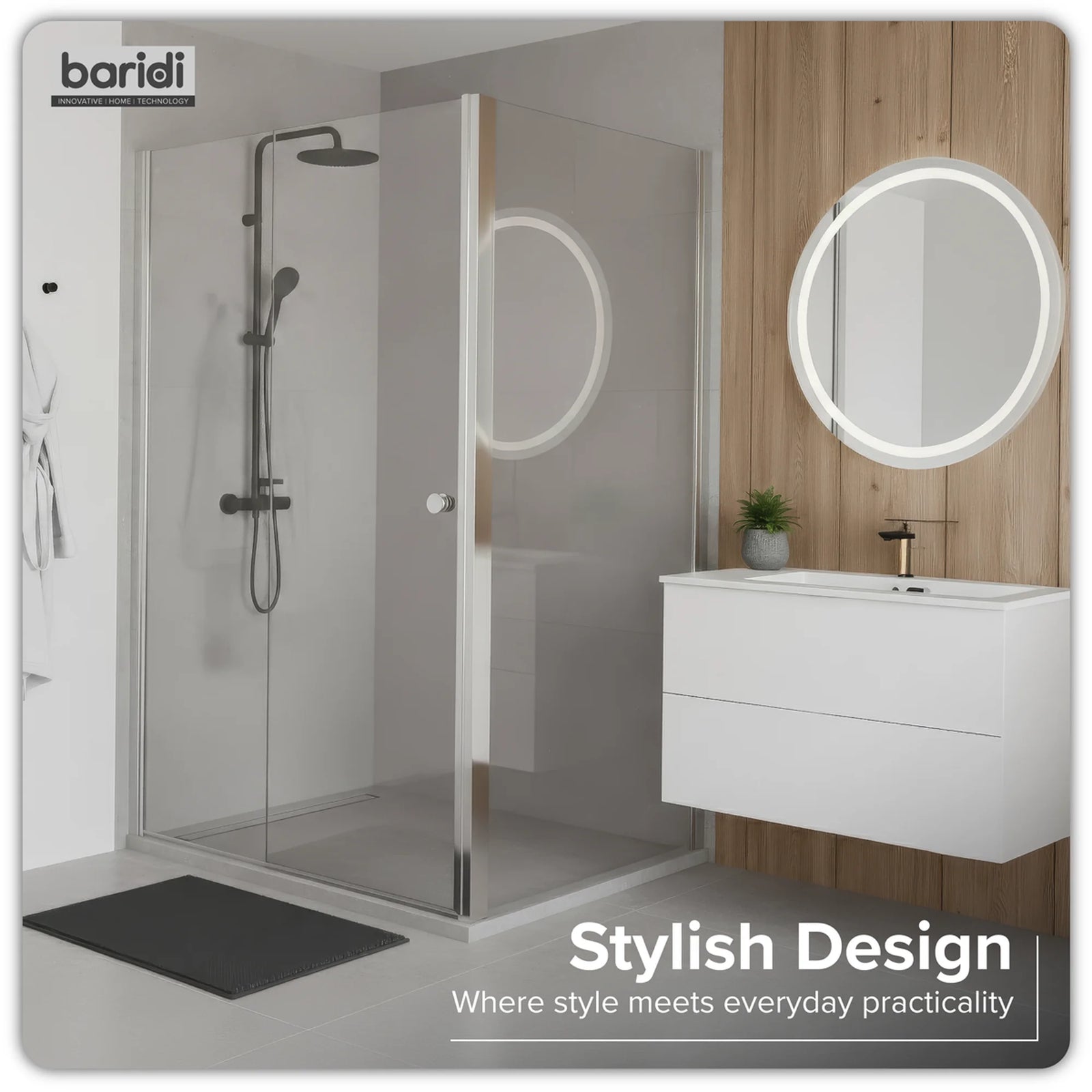 Baridi Side Panel for Sliding Shower Doors 80x185cm DH296