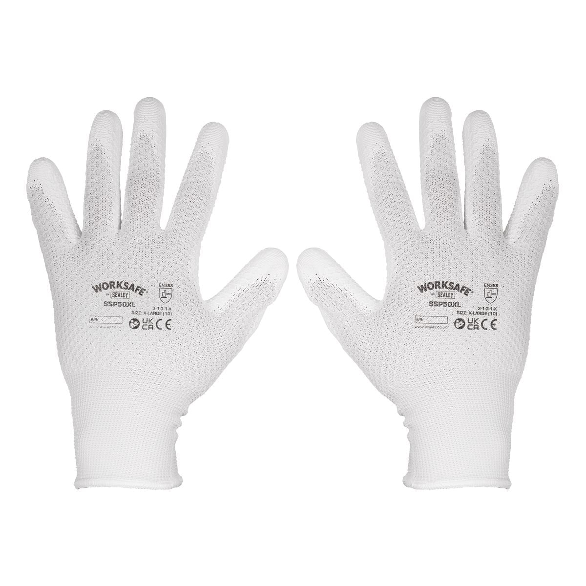 Worksafe Worksafe White Precision Grip Gloves, X-Large - Box of 120 Pairs