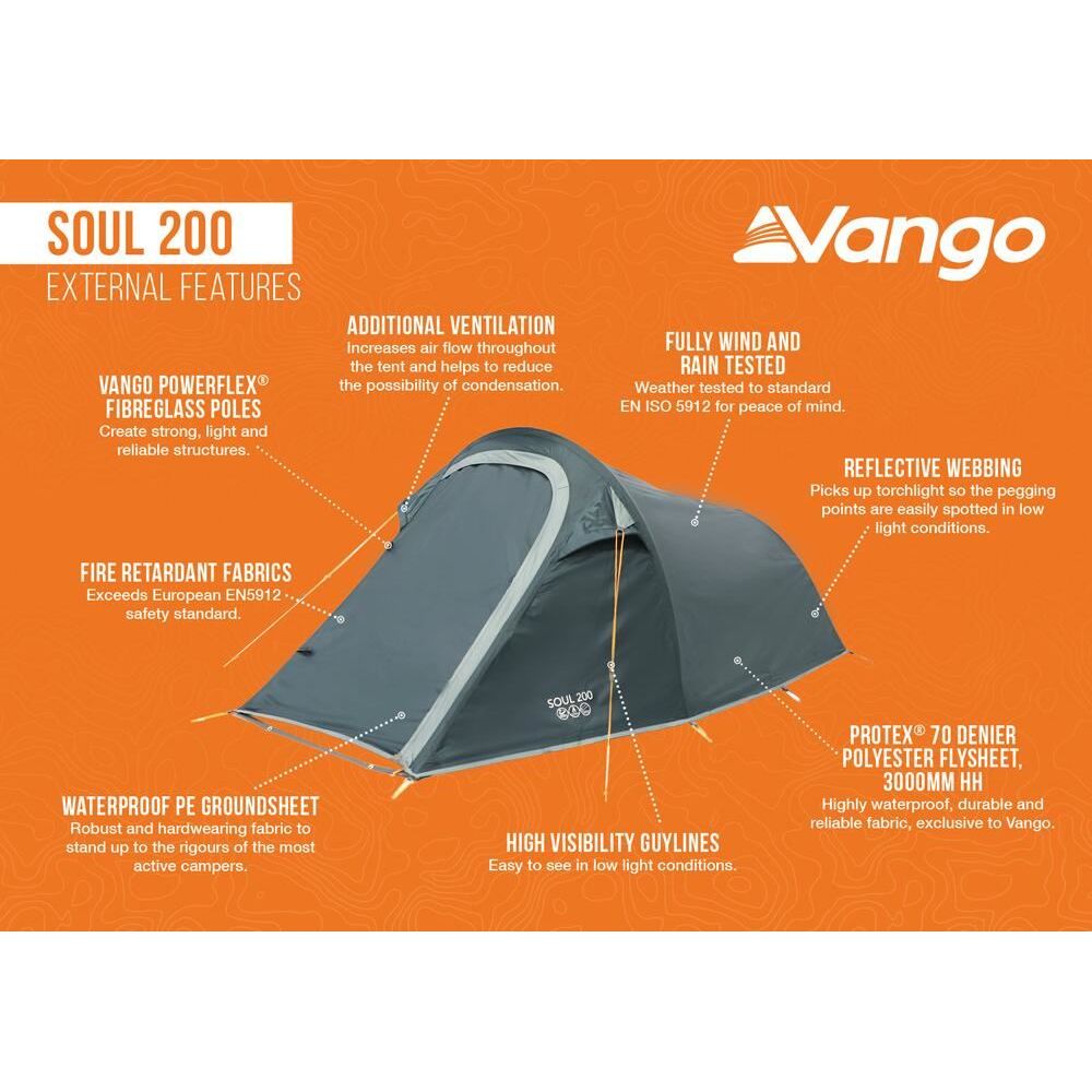 Vango Soul 200 Pole Tent Deep Blue
