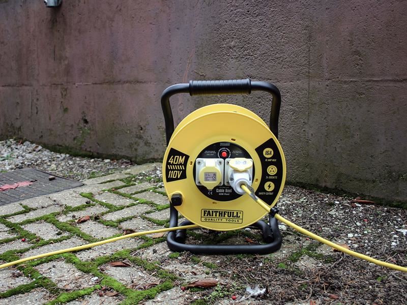 Faithfull Power Plus Open Cable Reel 110V 40m 16A 2 Socket (1.5mm Cable)