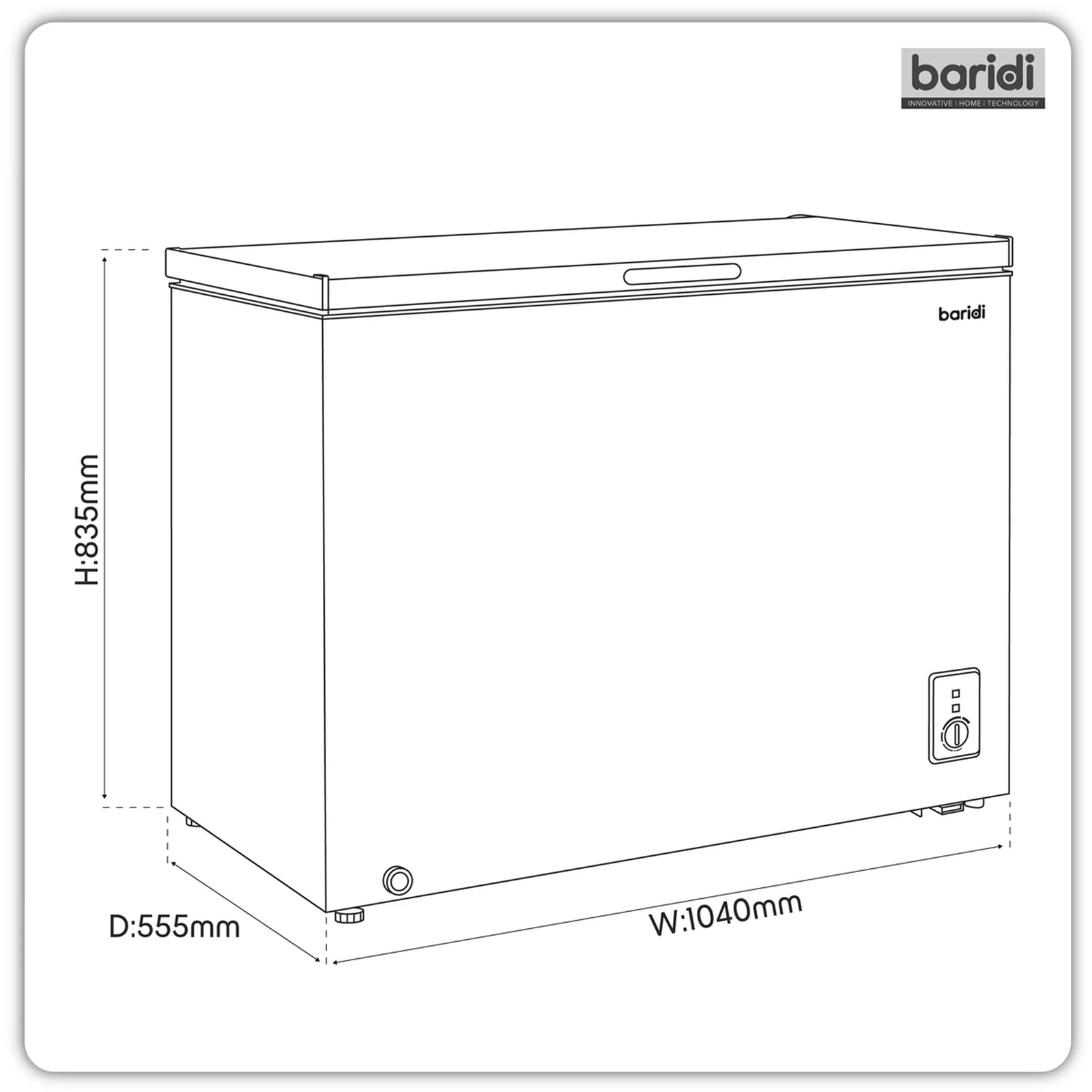 Baridi Chest Freezer DH259 254L Capacity - Black