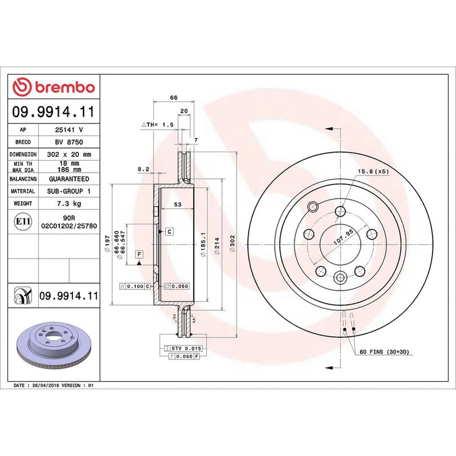 Brembo 2 x Brake Discs fits Land Rover Freelander 2 2006-2014 2.0 3.2