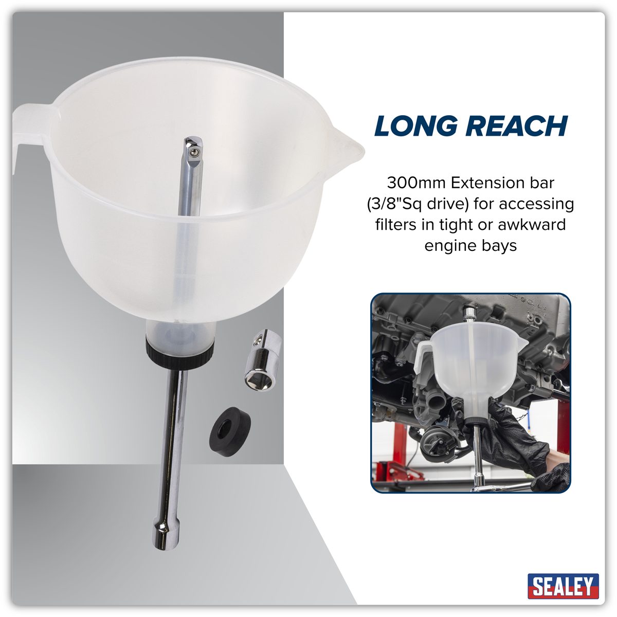 Sealey Oil Capture Extension Funnel Set 1L VS409