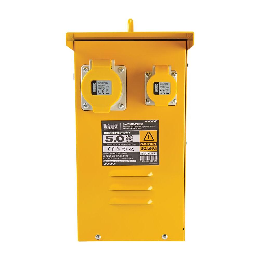 Defender 5kVA Metal Heater Transformer 16A / 32A 110V