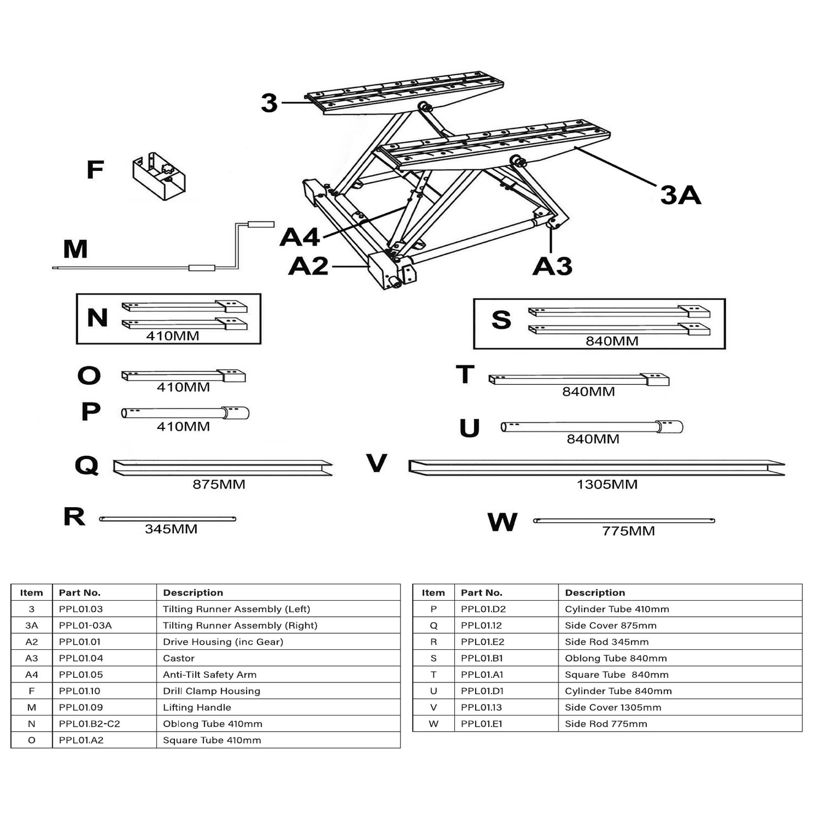 Sealey Tilting Runner (with Bracket) PPL01-03A