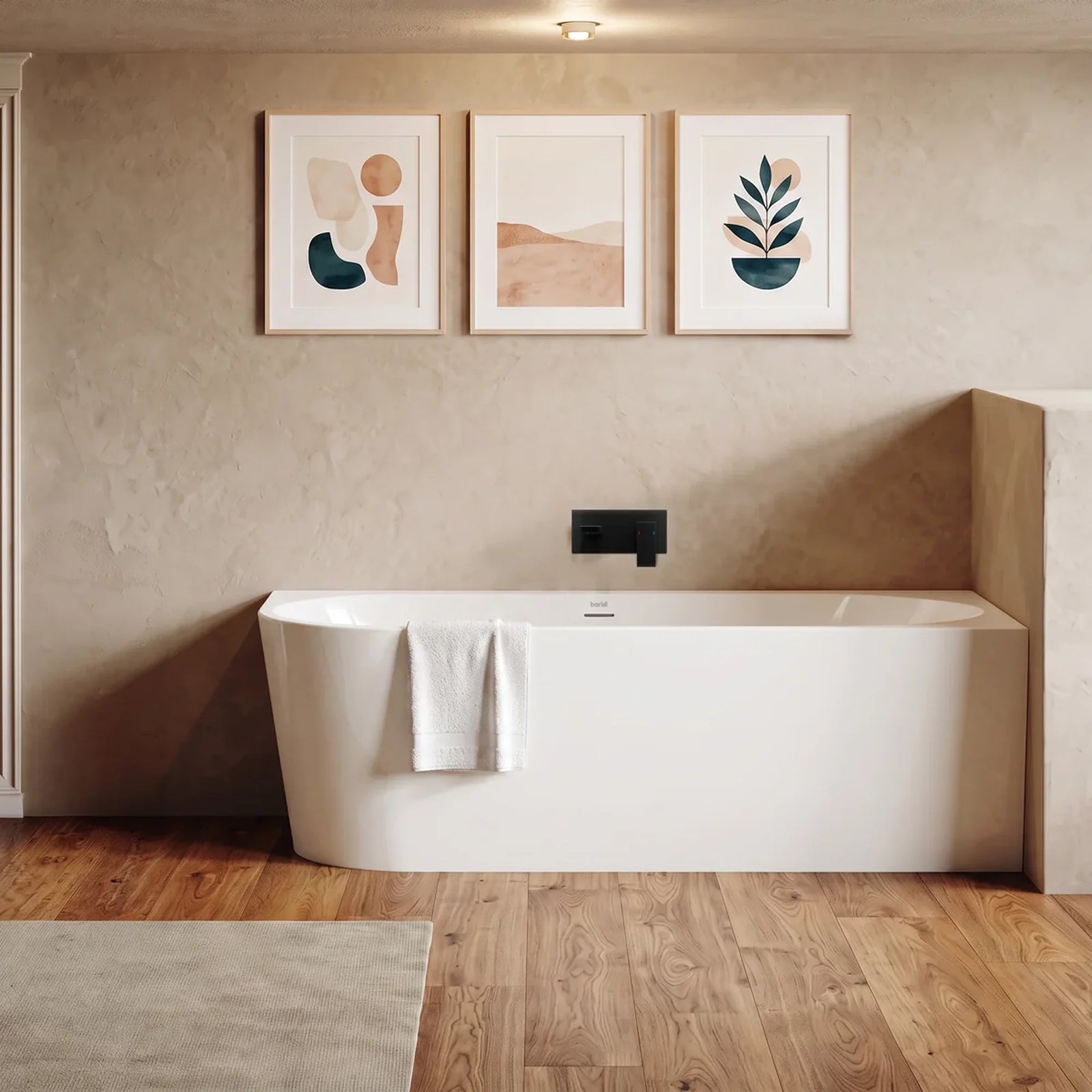 Baridi Right-Hand Corner Slim Rim Bath 170cm - Gloss White