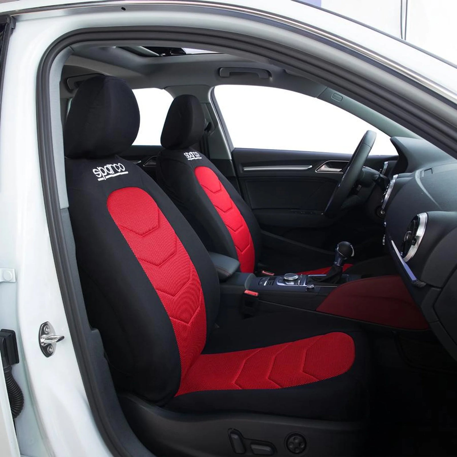Sparco Cushioned / Padded Front and Rear Car Seat Cover in Red 9 Piece
