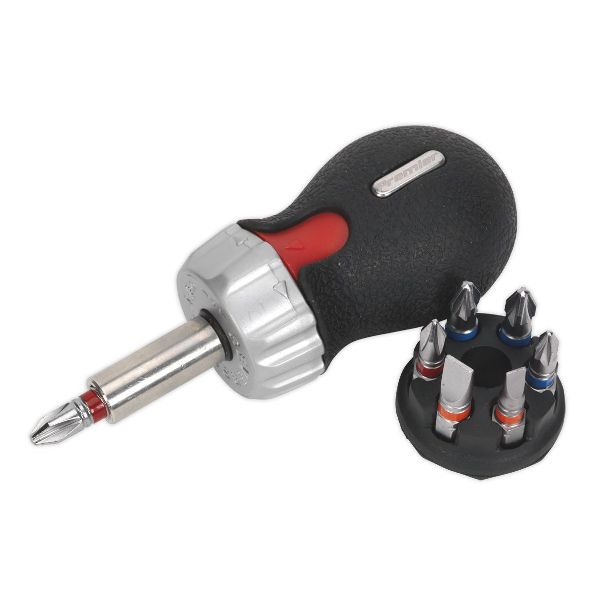 Fine Tooth Ratchet Screwdriver Set 8Pc Stubby Plat