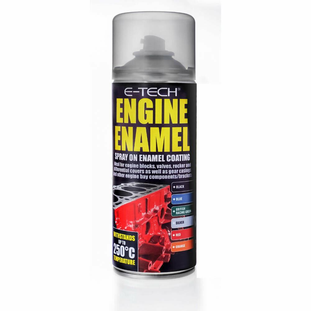 E-Tech Silver Engine Enamel Spray On 400ml Heat Resistant High Temp Paint